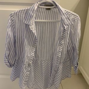 White and blue striped button down